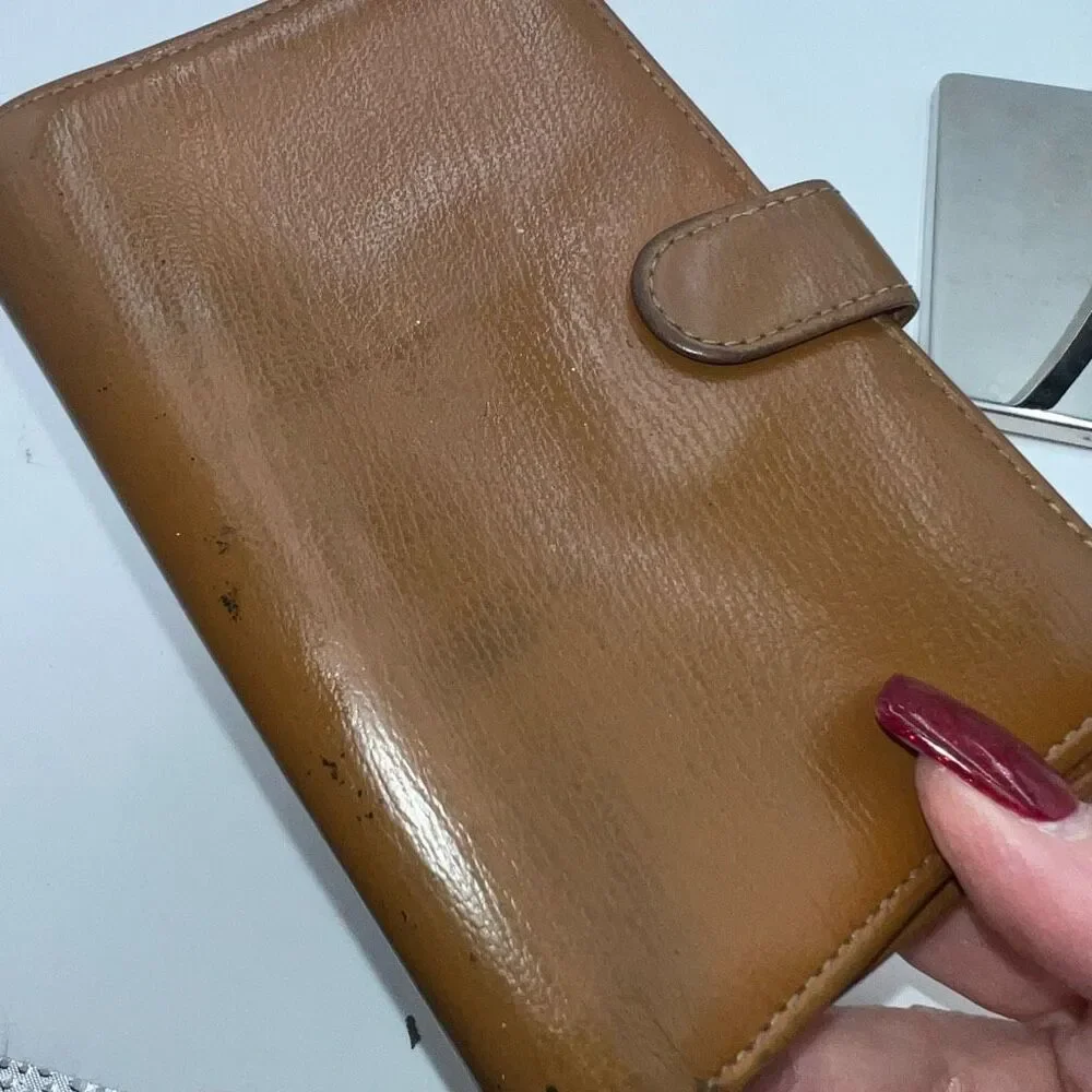 Loewe Velazquez Leather Folded Wallet Double-sided Brown Tan Gold Vintage